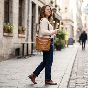 Vintage Capezio Two-Tone Leather Hobo Crossbody Bag